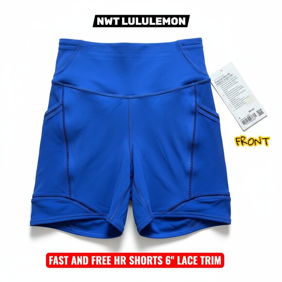 🌟 Lululemon Fast & Free High Rise 6” Short - Size 4 - NWT - Galactic Cobalt 💙 - Picture 2 of 2